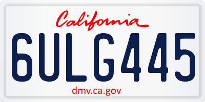 CA license plate 6ULG445