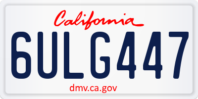 CA license plate 6ULG447