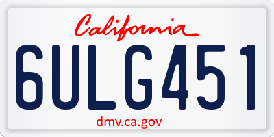 CA license plate 6ULG451