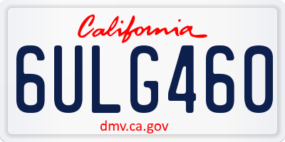 CA license plate 6ULG460
