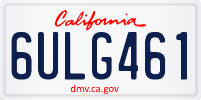 CA license plate 6ULG461