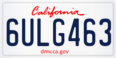 CA license plate 6ULG463
