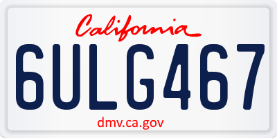 CA license plate 6ULG467