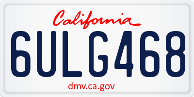 CA license plate 6ULG468