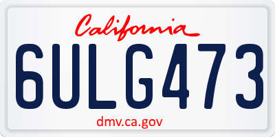 CA license plate 6ULG473
