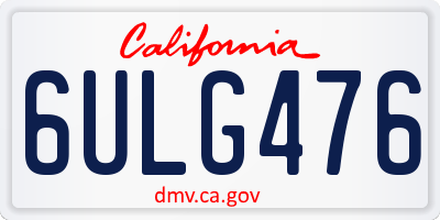 CA license plate 6ULG476