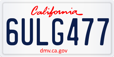 CA license plate 6ULG477