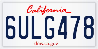 CA license plate 6ULG478