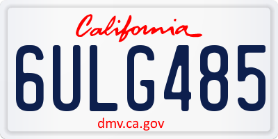 CA license plate 6ULG485