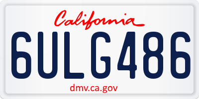 CA license plate 6ULG486