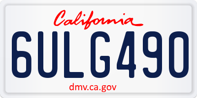 CA license plate 6ULG490