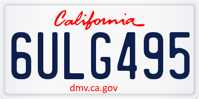 CA license plate 6ULG495