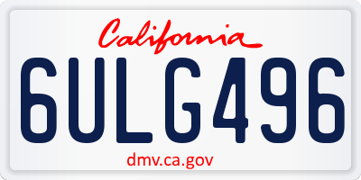 CA license plate 6ULG496