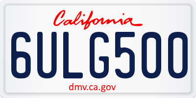 CA license plate 6ULG500