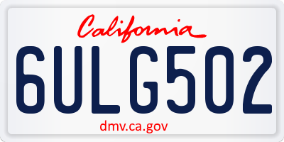 CA license plate 6ULG502