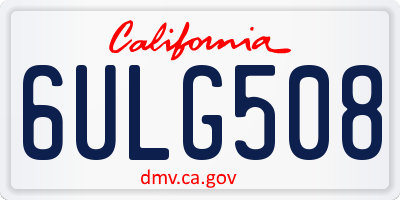 CA license plate 6ULG508