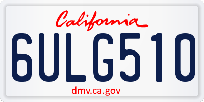 CA license plate 6ULG510