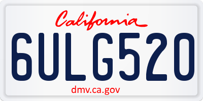 CA license plate 6ULG520