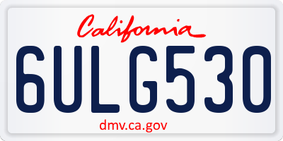 CA license plate 6ULG530