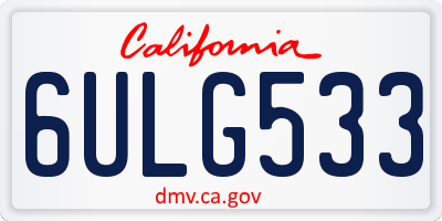 CA license plate 6ULG533