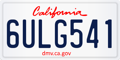 CA license plate 6ULG541