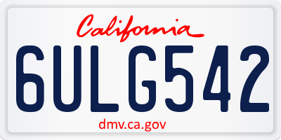CA license plate 6ULG542