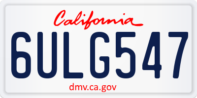 CA license plate 6ULG547