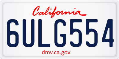 CA license plate 6ULG554