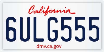CA license plate 6ULG555