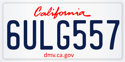 CA license plate 6ULG557