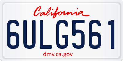 CA license plate 6ULG561