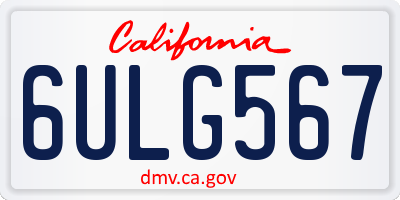 CA license plate 6ULG567