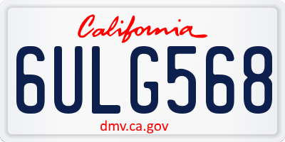 CA license plate 6ULG568