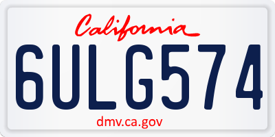 CA license plate 6ULG574