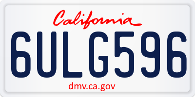 CA license plate 6ULG596