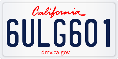 CA license plate 6ULG601