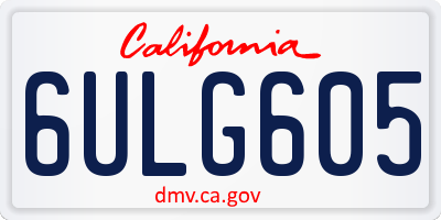 CA license plate 6ULG605