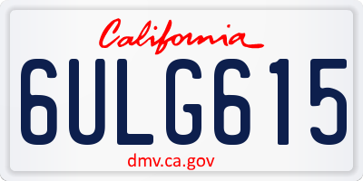 CA license plate 6ULG615