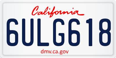 CA license plate 6ULG618