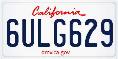 CA license plate 6ULG629