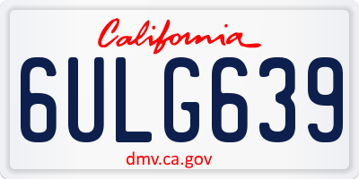 CA license plate 6ULG639