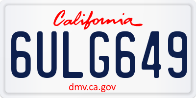 CA license plate 6ULG649