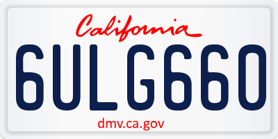CA license plate 6ULG660