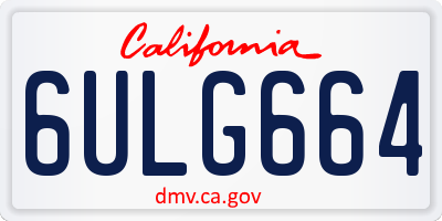 CA license plate 6ULG664