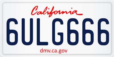 CA license plate 6ULG666