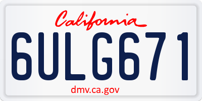 CA license plate 6ULG671
