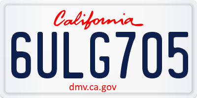 CA license plate 6ULG705