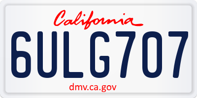 CA license plate 6ULG707