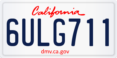 CA license plate 6ULG711