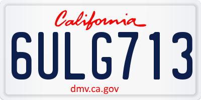 CA license plate 6ULG713
